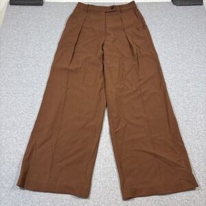 NWOT Jenni Kayne Women 4 Wide Leg Pleated Relaxed Greta Trousers Rust Brown $495